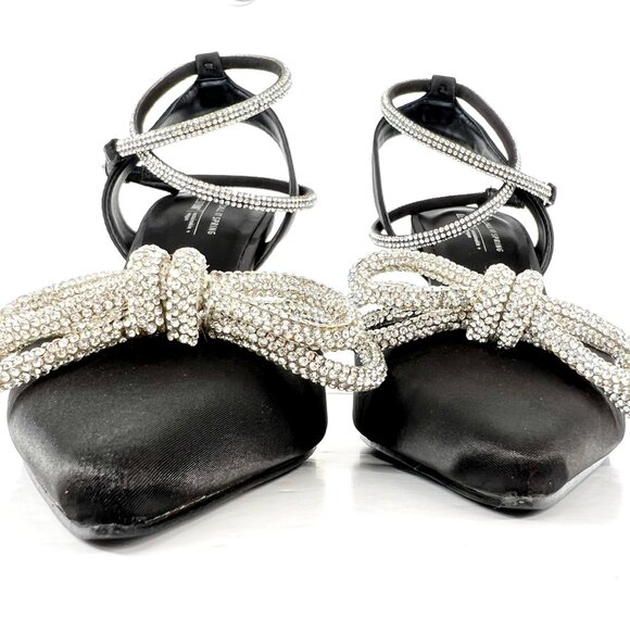Sz 7.5 NWT Call It Spring Galaa Black Rhinestone Bow High Heels Women - Picture 2 of 14